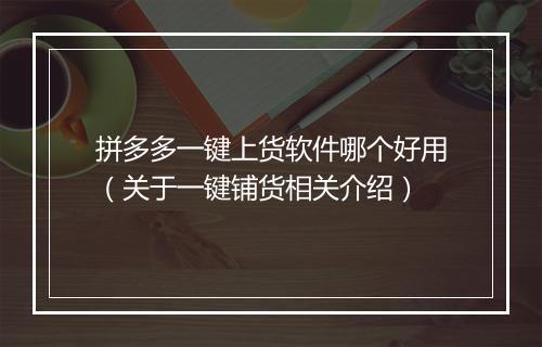 拼多多一键上货软件哪个好用（关于一键铺货相关介绍）