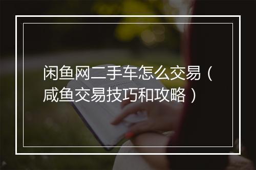 闲鱼网二手车怎么交易（咸鱼交易技巧和攻略）