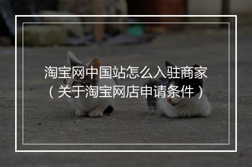 淘宝网中国站怎么入驻商家（关于淘宝网店申请条件）
