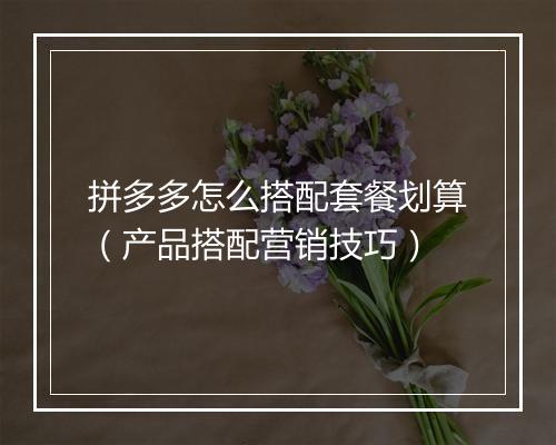 拼多多怎么搭配套餐划算（产品搭配营销技巧）