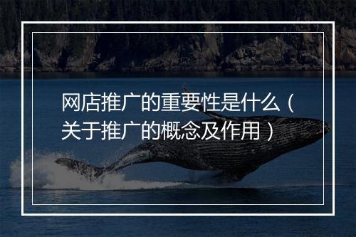 网店推广的重要性是什么（关于推广的概念及作用）
