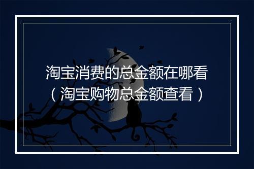 淘宝消费的总金额在哪看（淘宝购物总金额查看）