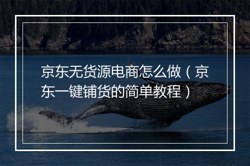 京东无货源电商怎么做（京东一键铺货的简单教程）