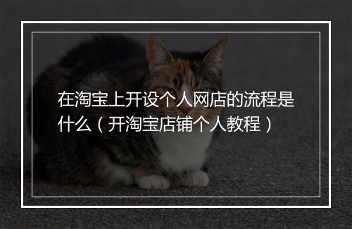 在淘宝上开设个人网店的流程是什么（开淘宝店铺个人教程）
