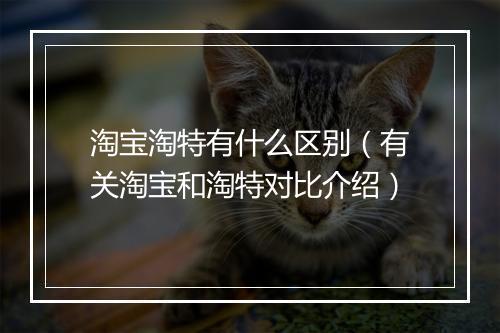 淘宝淘特有什么区别（有关淘宝和淘特对比介绍）
