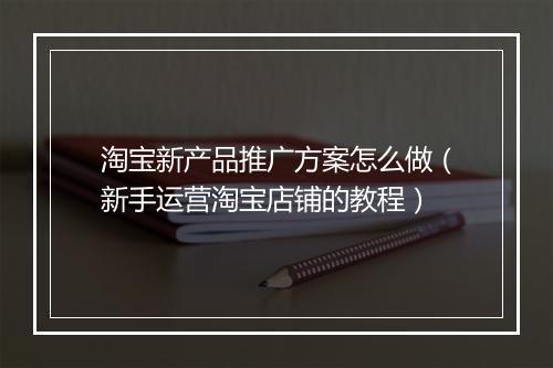 淘宝新产品推广方案怎么做（新手运营淘宝店铺的教程）