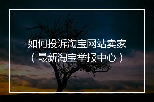如何投诉淘宝网站卖家（最新淘宝举报中心）