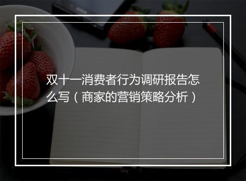 双十一消费者行为调研报告怎么写（商家的营销策略分析）