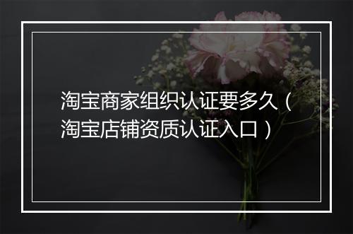 淘宝商家组织认证要多久（淘宝店铺资质认证入口）