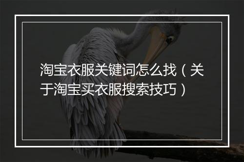 淘宝衣服关键词怎么找（关于淘宝买衣服搜索技巧）