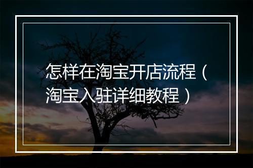 怎样在淘宝开店流程（淘宝入驻详细教程）