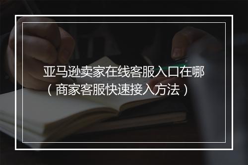 亚马逊卖家在线客服入口在哪（商家客服快速接入方法）