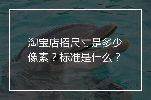 淘宝店招尺寸是多少像素？标准是什么？