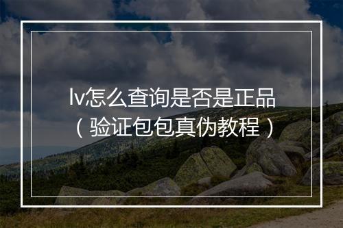 lv怎么查询是否是正品（验证包包真伪教程）