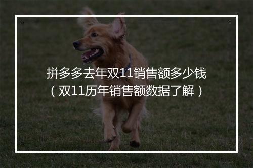 拼多多去年双11销售额多少钱（双11历年销售额数据了解）