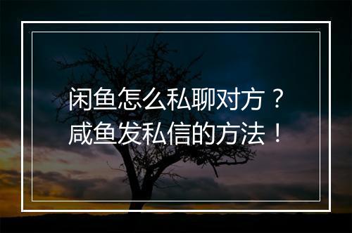 闲鱼怎么私聊对方？咸鱼发私信的方法！