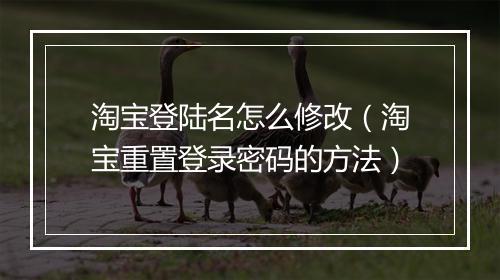 淘宝登陆名怎么修改（淘宝重置登录密码的方法）