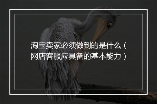 淘宝卖家必须做到的是什么（网店客服应具备的基本能力）