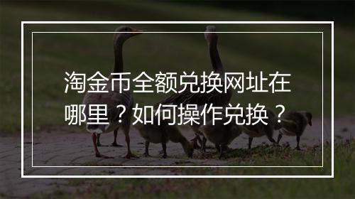 淘金币全额兑换网址在哪里？如何操作兑换？