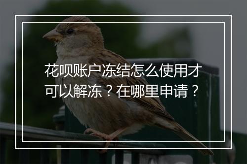 花呗账户冻结怎么使用才可以解冻？在哪里申请？