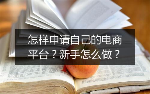 怎样申请自己的电商平台？新手怎么做？