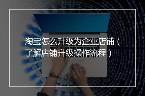 淘宝怎么升级为企业店铺（了解店铺升级操作流程）