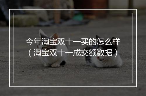 今年淘宝双十一买的怎么样（淘宝双十一成交额数据）