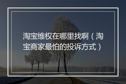 淘宝维权在哪里找啊（淘宝商家最怕的投诉方式）