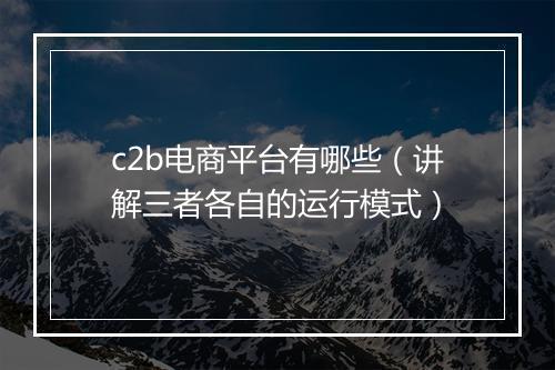 c2b电商平台有哪些（讲解三者各自的运行模式）