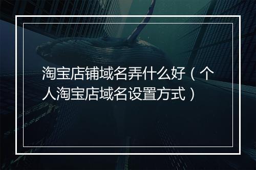 淘宝店铺域名弄什么好（个人淘宝店域名设置方式）