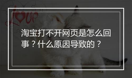 淘宝打不开网页是怎么回事？什么原因导致的？