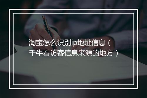 淘宝怎么识别ip地址信息（千牛看访客信息来源的地方）