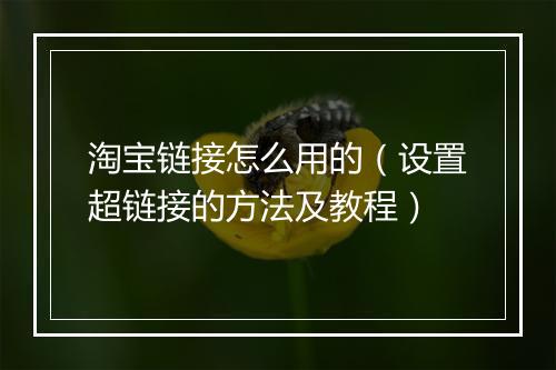 淘宝链接怎么用的（设置超链接的方法及教程）