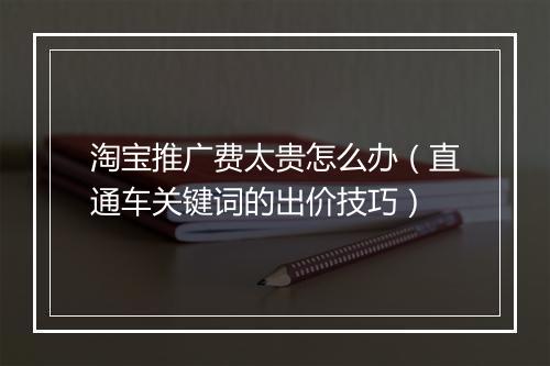 淘宝推广费太贵怎么办（直通车关键词的出价技巧）