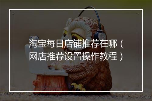 淘宝每日店铺推荐在哪（网店推荐设置操作教程）