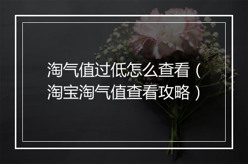 淘气值过低怎么查看（淘宝淘气值查看攻略）