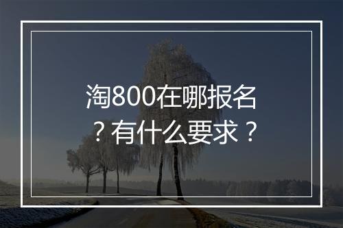 淘800在哪报名？有什么要求？