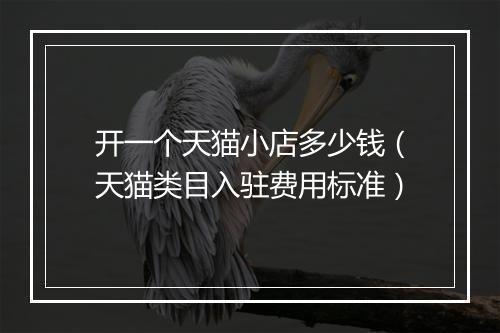 开一个天猫小店多少钱（天猫类目入驻费用标准）