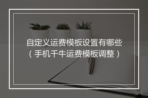 自定义运费模板设置有哪些（手机千牛运费模板调整）
