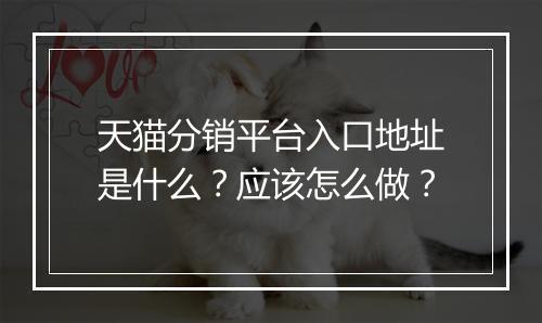 天猫分销平台入口地址是什么？应该怎么做？