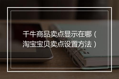 千牛商品卖点显示在哪（淘宝宝贝卖点设置方法）
