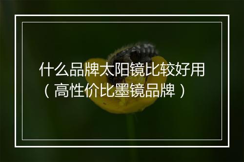 什么品牌太阳镜比较好用（高性价比墨镜品牌）