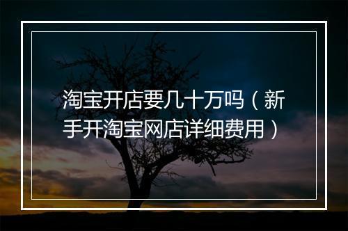 淘宝开店要几十万吗（新手开淘宝网店详细费用）