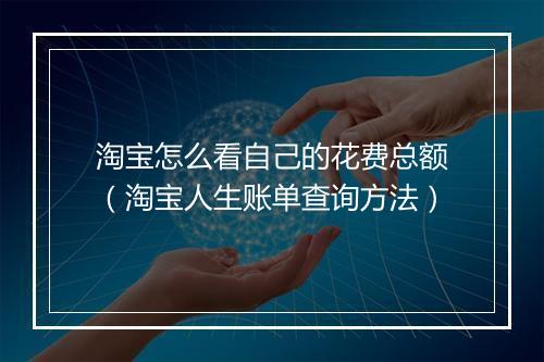 淘宝怎么看自己的花费总额（淘宝人生账单查询方法）