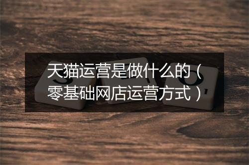 天猫运营是做什么的（零基础网店运营方式）