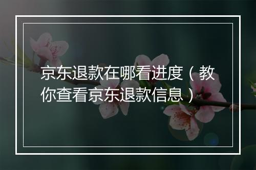 京东退款在哪看进度（教你查看京东退款信息）