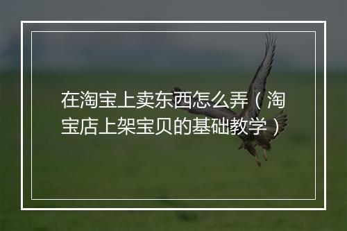 在淘宝上卖东西怎么弄（淘宝店上架宝贝的基础教学）
