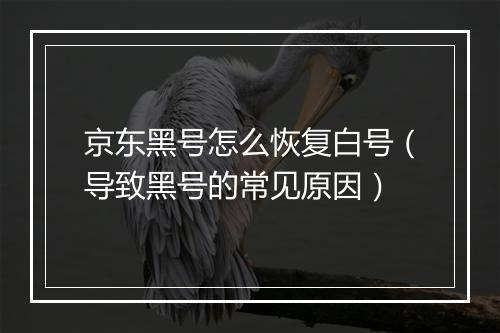 京东黑号怎么恢复白号（导致黑号的常见原因）