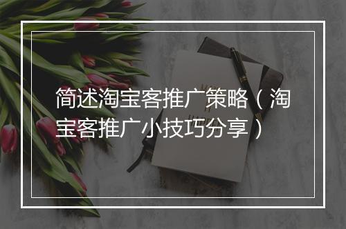 简述淘宝客推广策略（淘宝客推广小技巧分享）