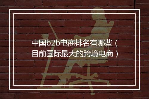 中国b2b电商排名有哪些（目前国际最大的跨境电商）